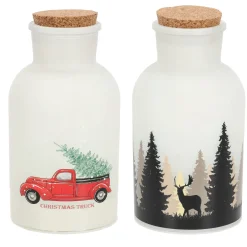 Kerstverlichting|Kerstdecoratie>Pot glas met print LED 10 x 20 cm