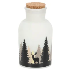 Kerstverlichting|Kerstdecoratie>Pot glas met print LED 10 x 20 cm