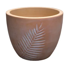 Mega Collections Tuindecoratie>Pot Portly Leaf Egg White Wash 25 cm