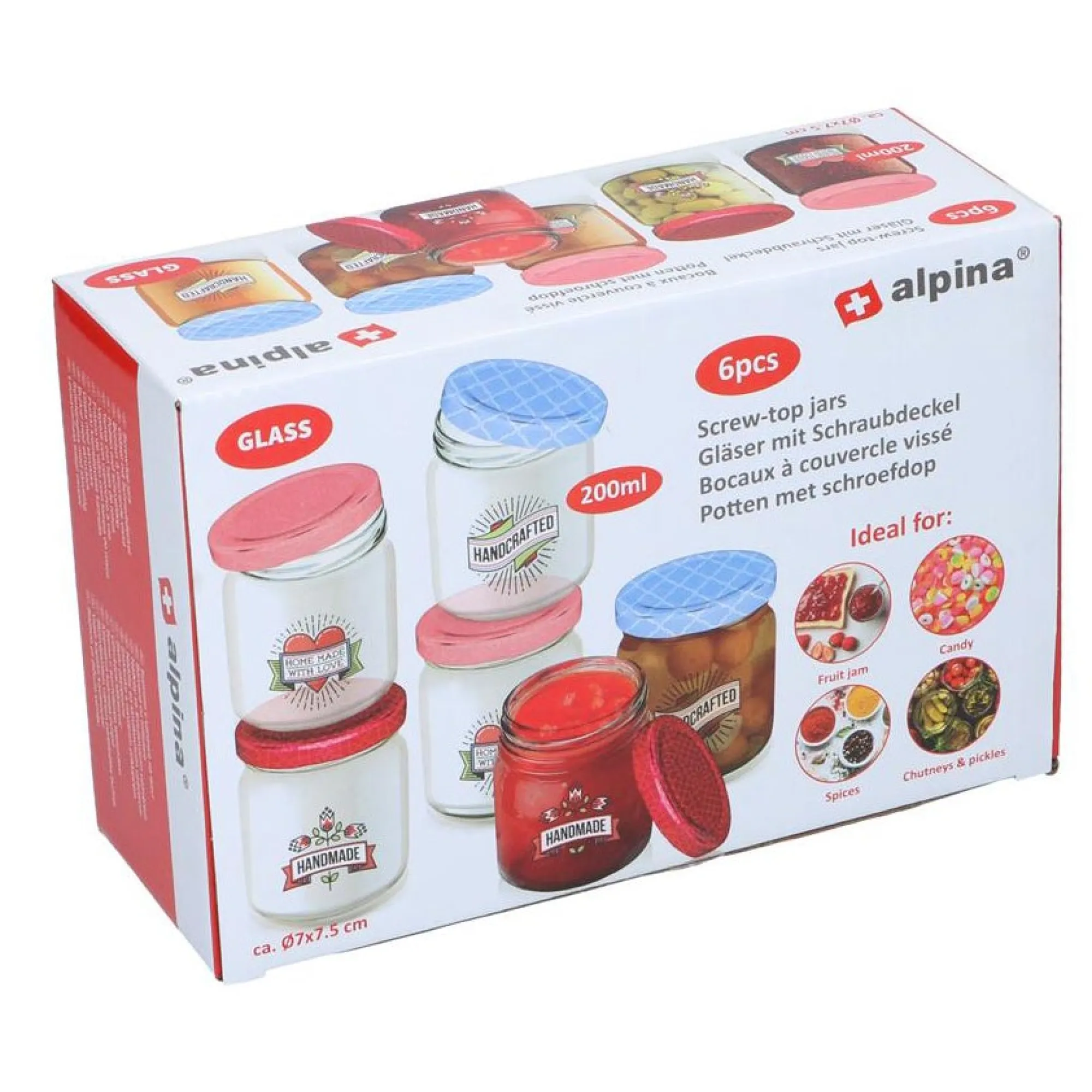 Alpina Opbergen>Pot+schroefdop 6st assorti