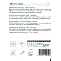 Horti Tops Moestuin>Rammenas Poids D'Horloge lange zwarte, zaad