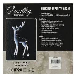 O'malley Kerstverlichting|Kerstdecoratie>Rendier infinity 68 cm