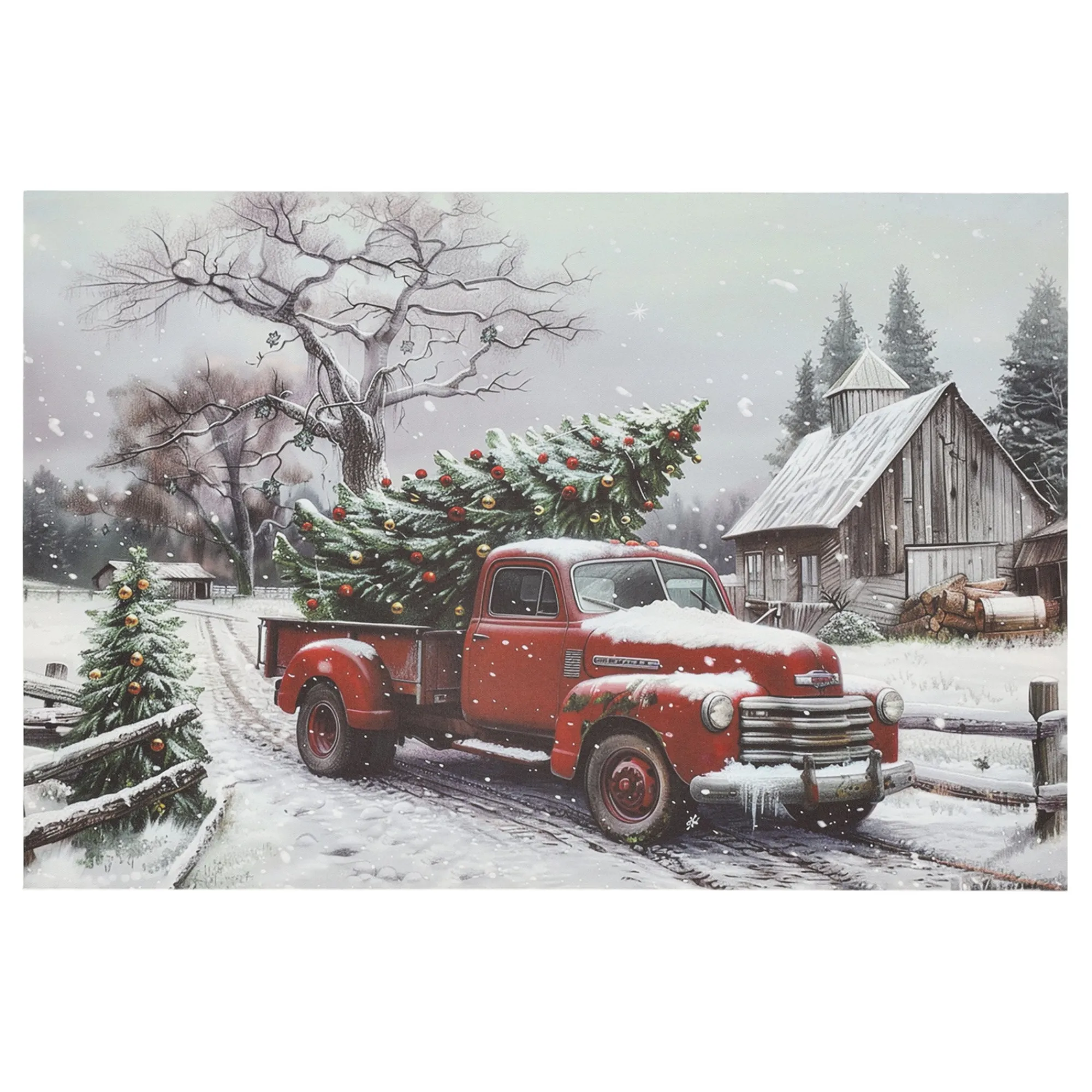 O'malley Kerstdecoratie>Schilderij LED truck boom 60 x 40 cm