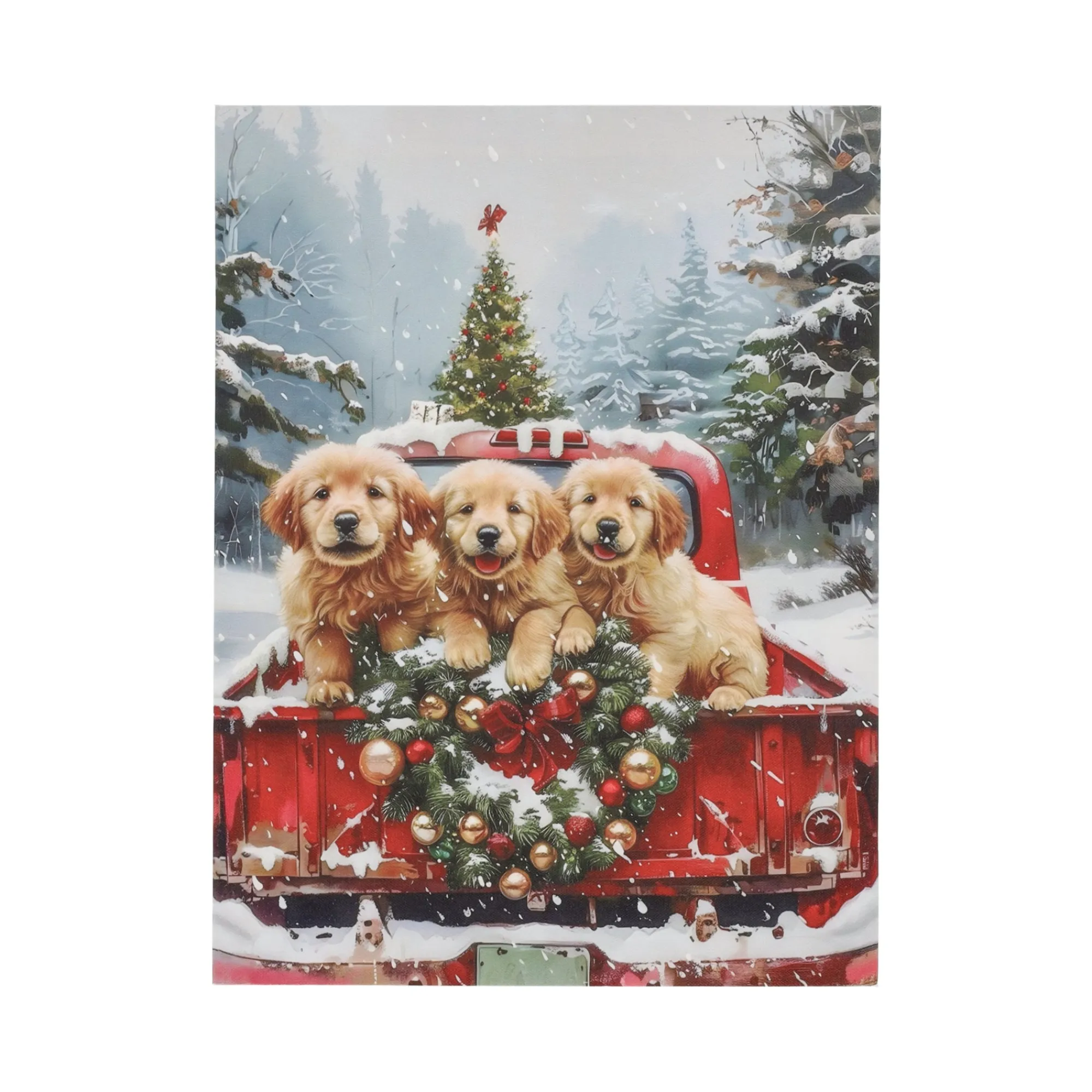 O'malley Kerstdecoratie>Schilderij Truck hond LED 30 x 40 cm