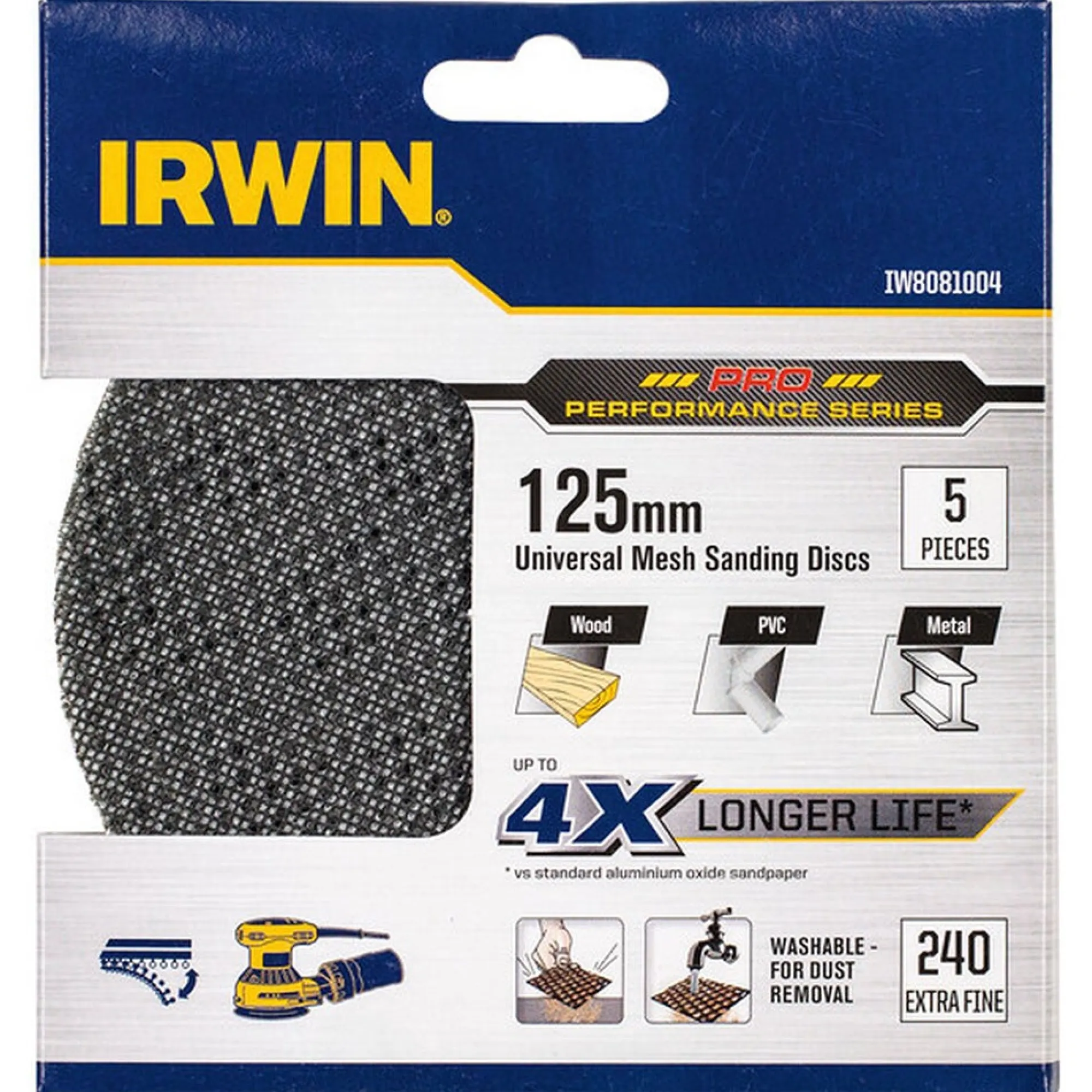 Irwin Toebehoren Elektrisch Gereedschap>Schuurgaas Ø125mm K240 5st.