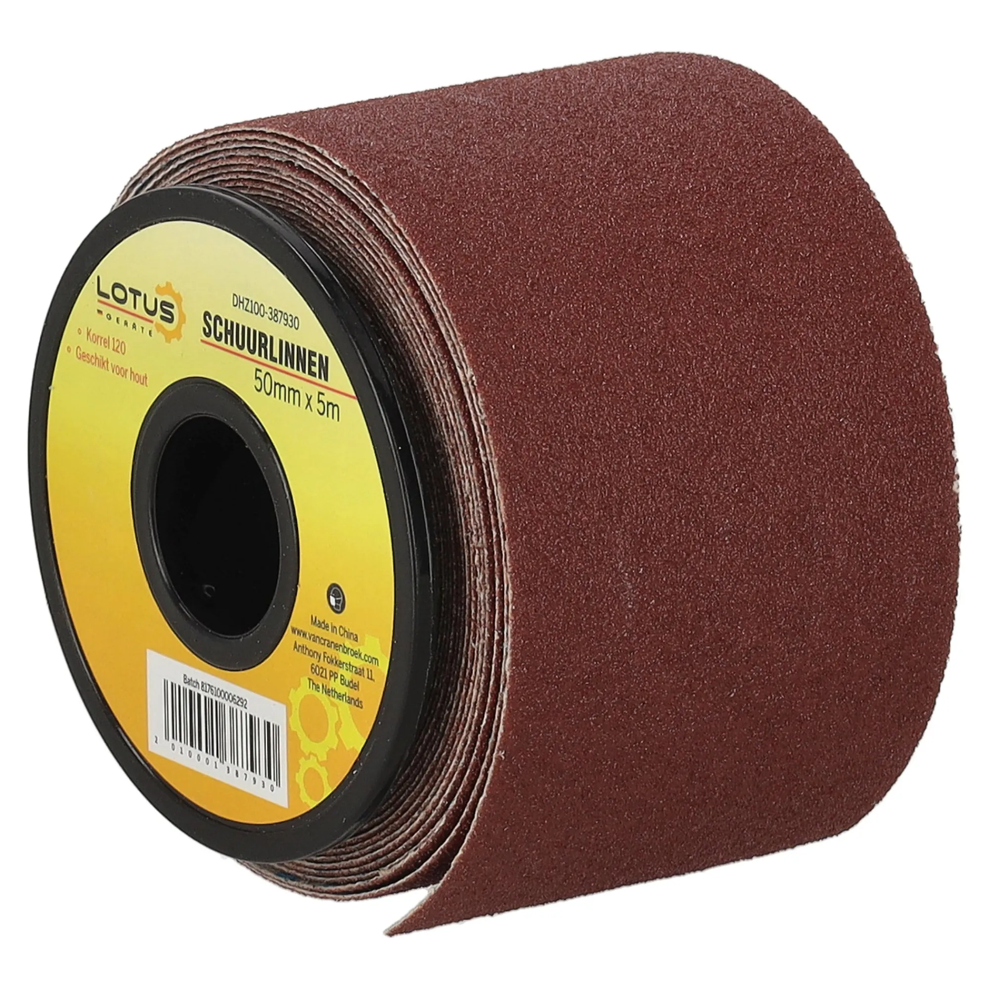 Lotus Verfspullen>Schuurlinnen 50 mm x 5 m K120