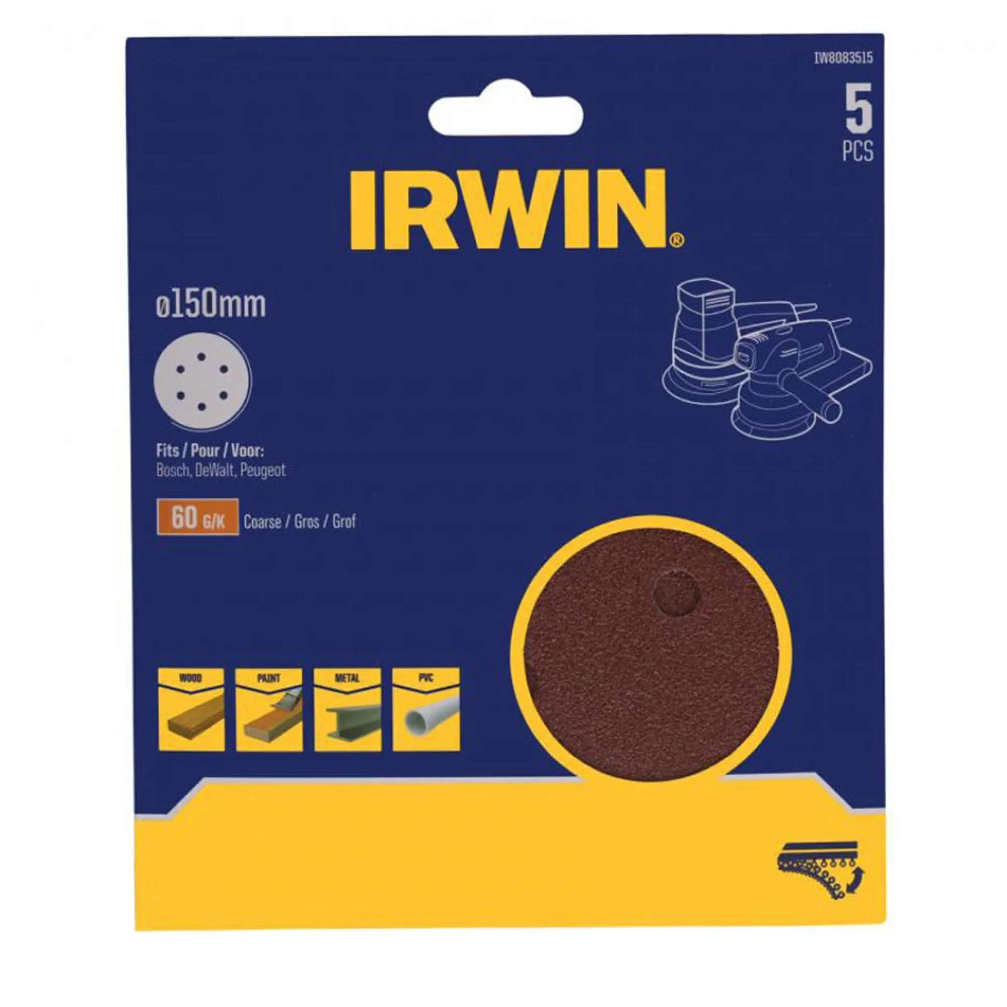 Irwin Toebehoren Elektrisch Gereedschap>Schuurschijf Ø150mm K60 5st.