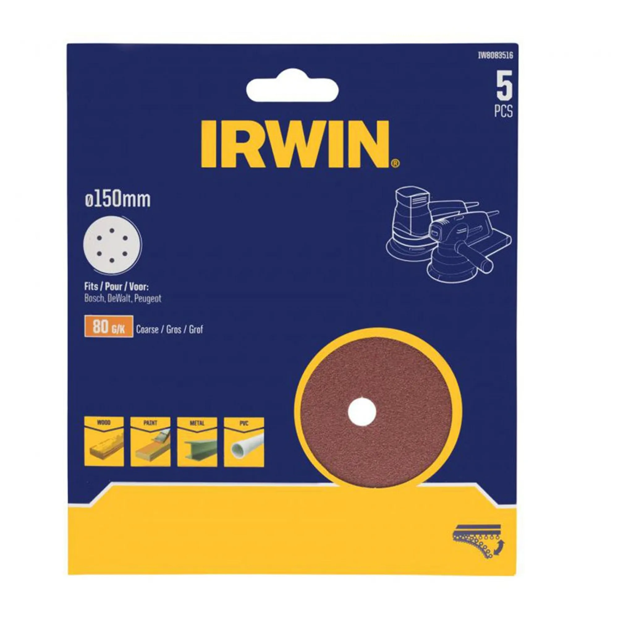 Irwin Toebehoren Elektrisch Gereedschap>Schuurschijf Ø150mm K80 5st.
