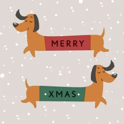 Duni Kerstdecoratie>Servet 33 x 33 cm Merry Dachshund