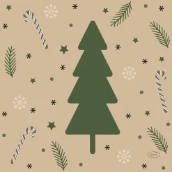Duni Kerstdecoratie>Servet 33 x 33 cm Natural Yuletid
