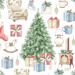 Duni Kerstdecoratie>Servet 33 x 33 cm Tree and Gift