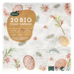 Duni Pasen|Koken & Tafelen>Servet 33x33cm eggs & feathers 20st