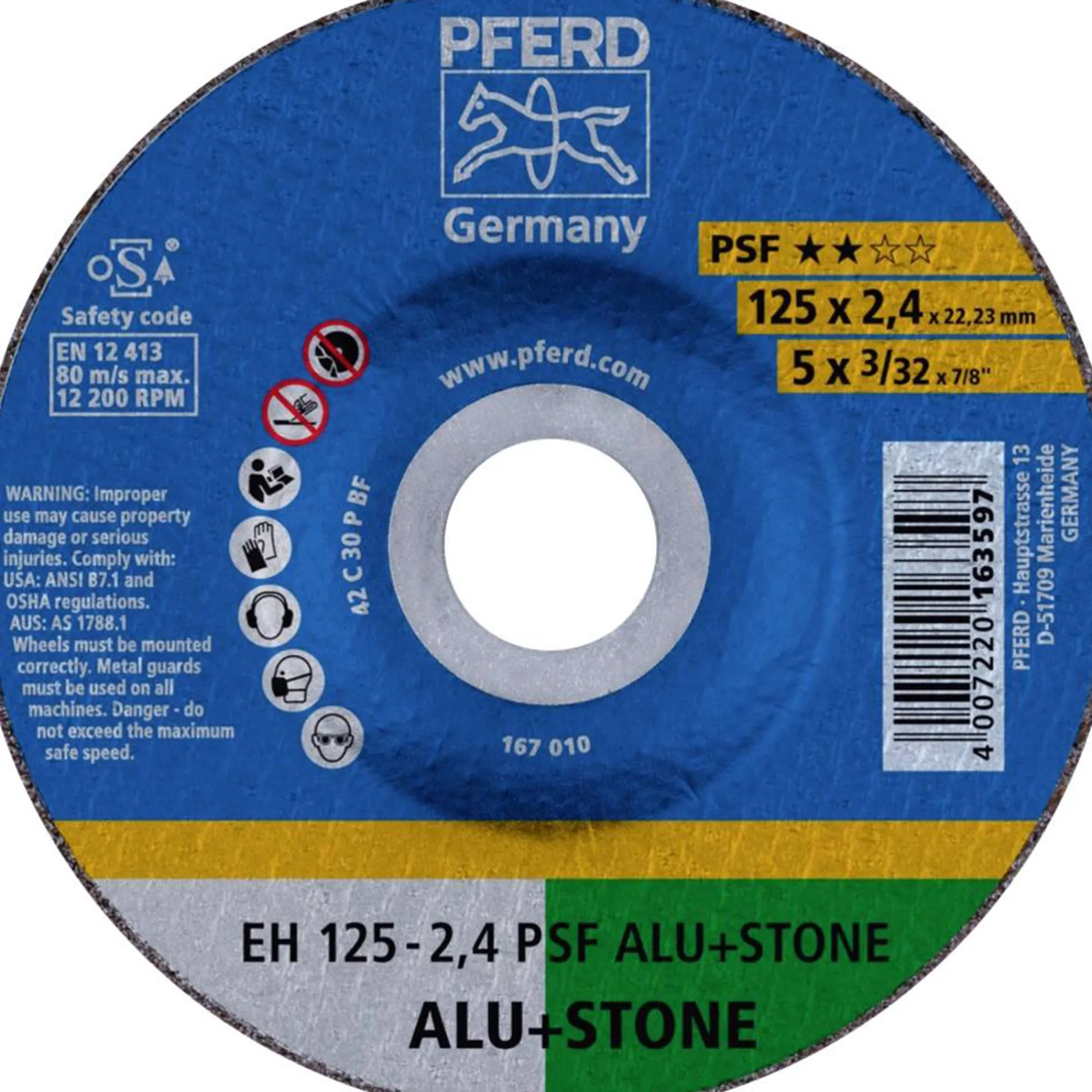 Pferd Toebehoren Elektrisch Gereedschap>Slijpschijf 80EH 125-2 C30P PSF