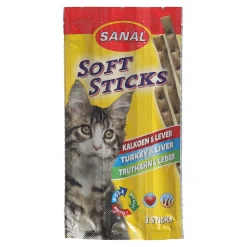 Sanal Kattensnoepjes>Snack kat soft sticks kakoen+lever