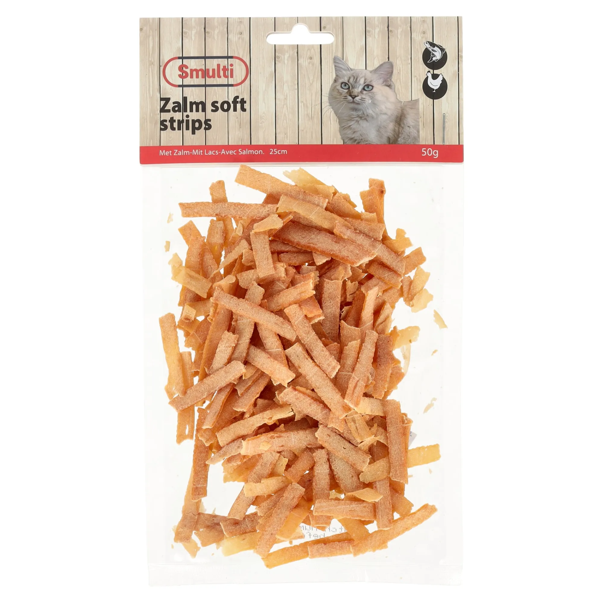 Smulti Kattensnoepjes>Snack kat zalm soft strips 50g