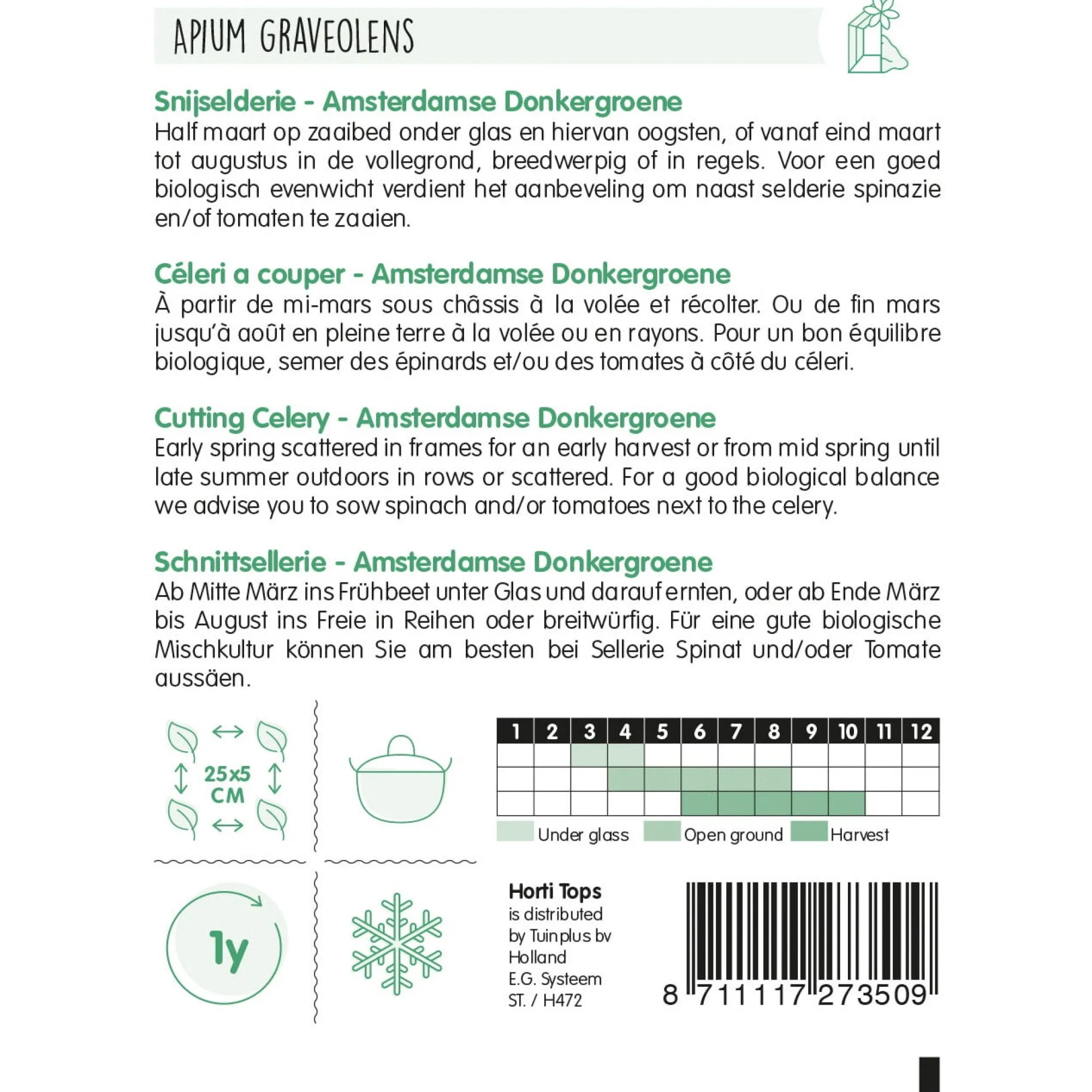 Horti Tops Moestuin>Snijselderij Amsterdamse donkergroene