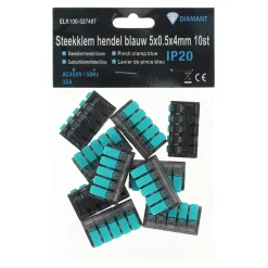 Diamant Installatiemateriaal>Steekklem hendel blauw 5x0.5x4mm 10st