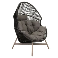 Bois le Duc Tuinstoelen>Stoel ei en voet Cadzand zwart met kussen