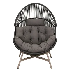 Bois le Duc Tuinstoelen>Stoel ei en voet Cadzand zwart met kussen