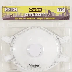 Cratex Pbm>Stofmasker met ventiel FFP3 3 pak