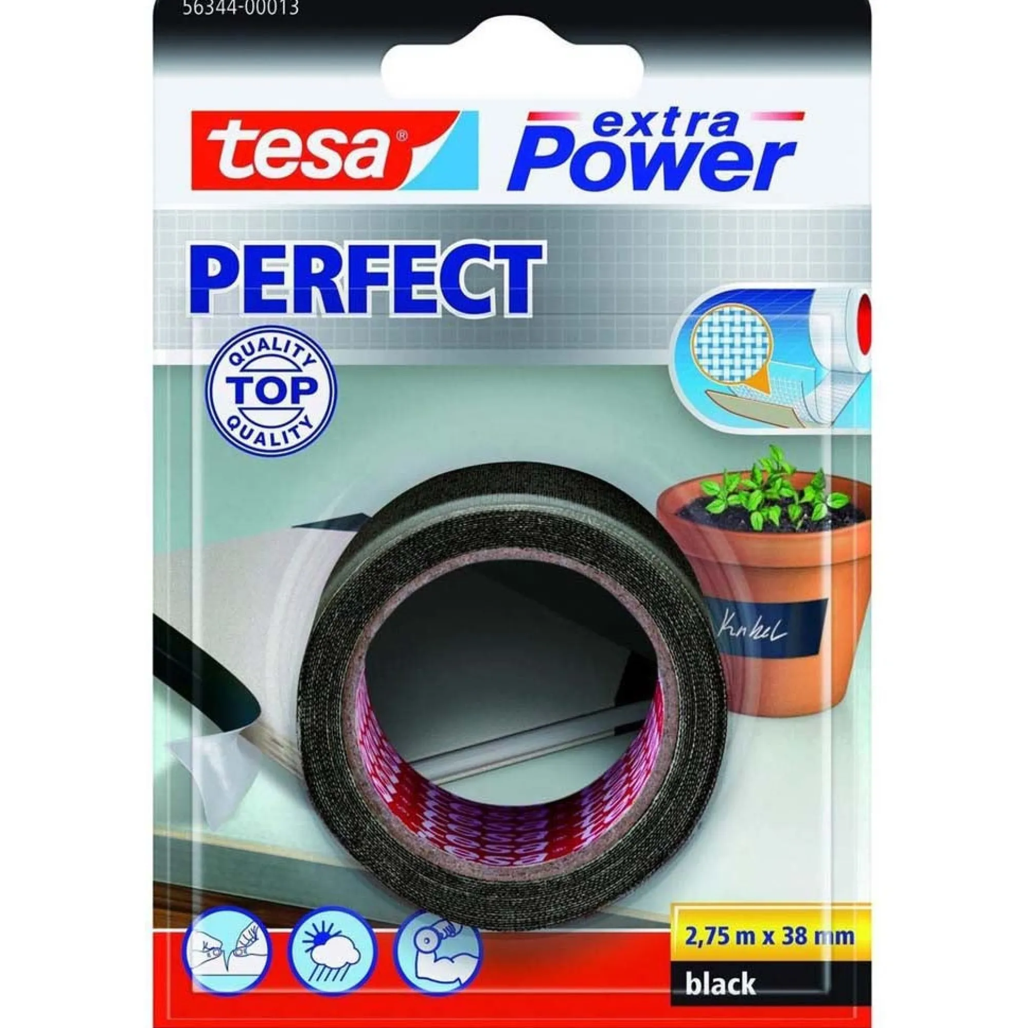 Tesa Bouw>Tape Power Perfect 38mmx2.75M zwart