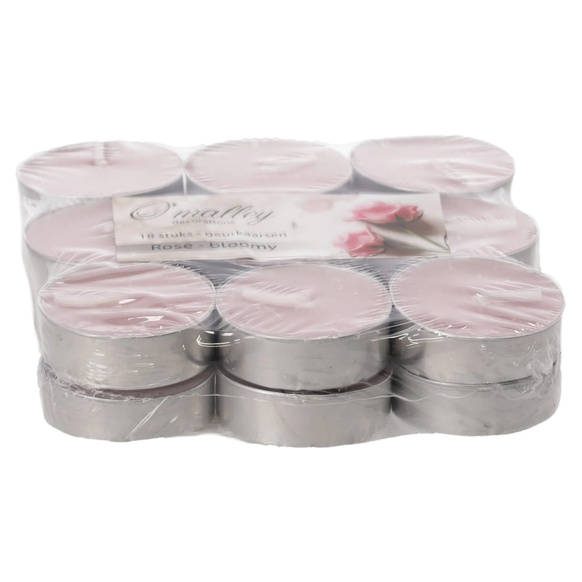 O'malley Kaarsen>Theelicht geur roos bloemig 18 stuks