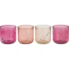 Natural Collections Woondecoratie>Theelicht glas roze 9 x 9 cm 4 assorti