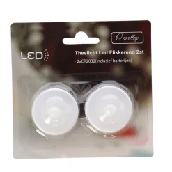 O'malley Kaarsen>Theelicht LED flikkerend 2 stuks