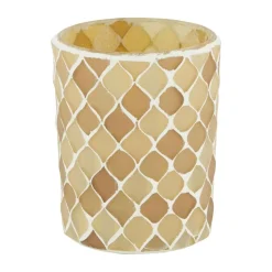 Natural Collections Kaarsen>Theelichthouder glas beige 8 x 8 x 10 cm