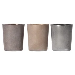 O'malley Kaarsen>Theelichthouder glas rustiek 6 cm 4 assorti