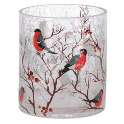 Natural Collections Kaarsen>Theelichthouder glas vogels 9 x 9 x 10 cm