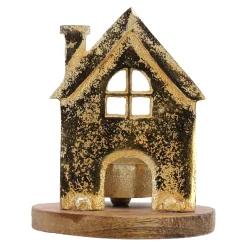 O'malley Kaarsen>Theelichthouder huis mango 13 x 10 cm