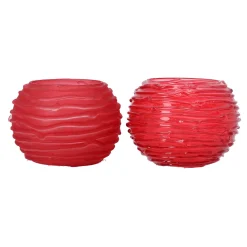 Natural Collections Kaarsen>Theelichthouder van glas rood 10 x 10 x 8 cm