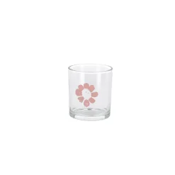 O'malley Kaarsen>Theelichtouder glas bloem roze 8 cm