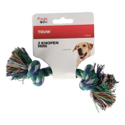Friendly Pet Hondenspeelgoed>Touw hond kleur 2 knopen mini