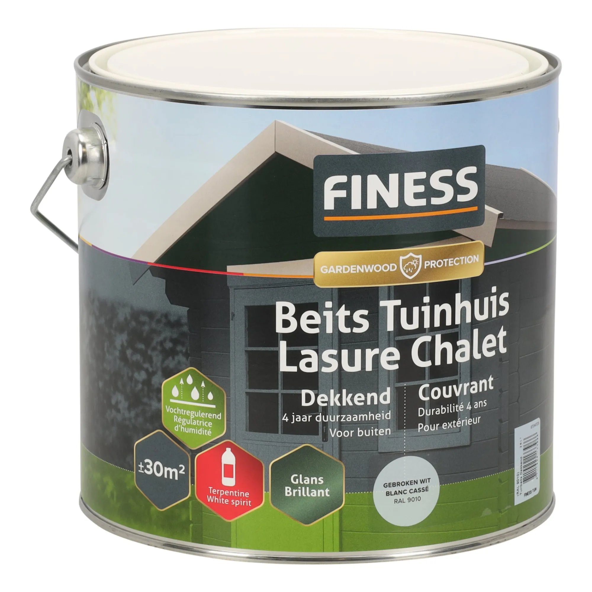 Finess Beits En Vernis>Tuinbeits DK wit RAL 9010 2590 2.5L