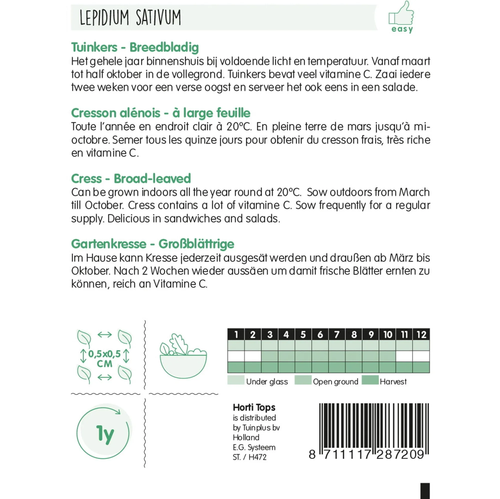 Horti Tops Moestuin>Tuinkers breedbladig
