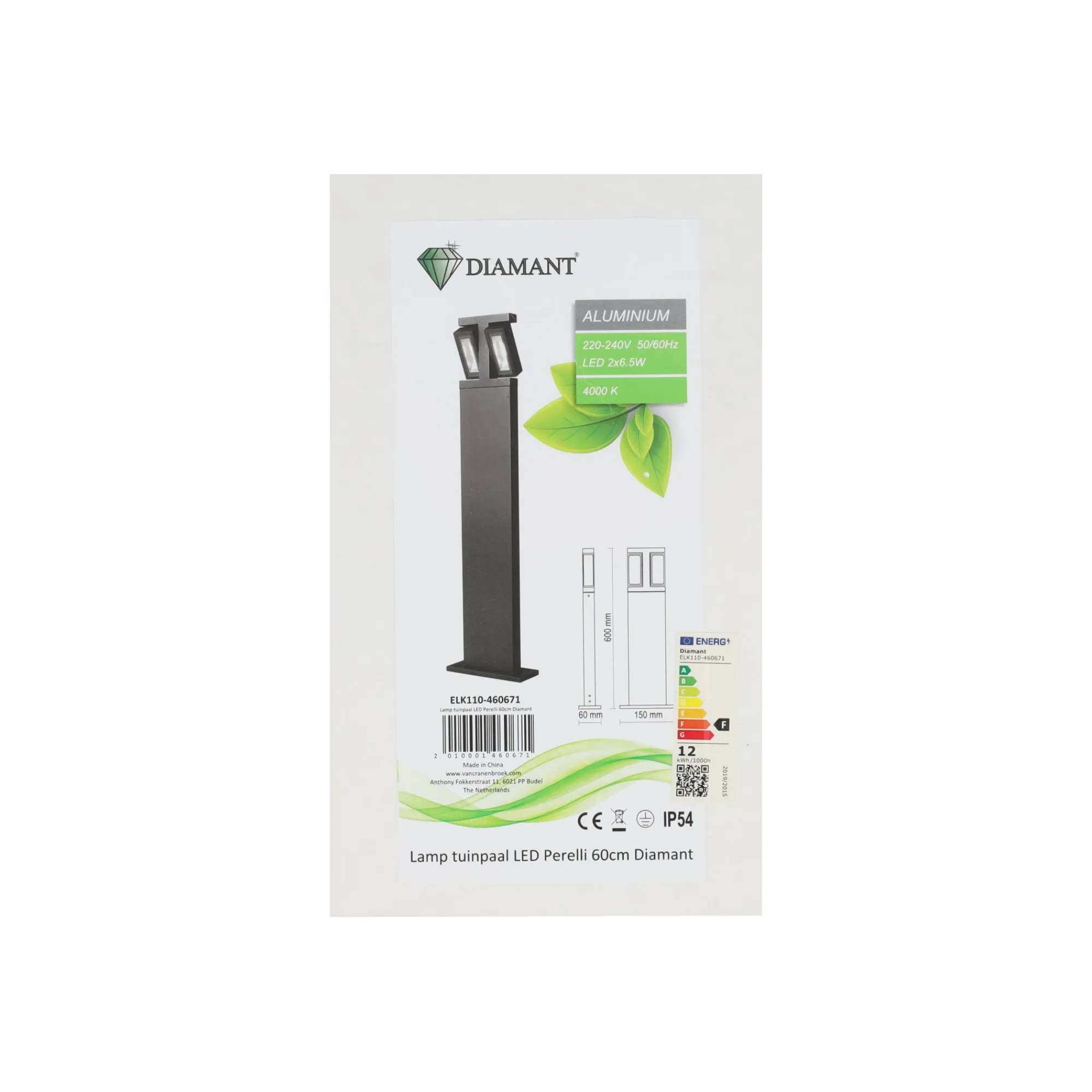 Diamant Buitenverlichting>Tuinpaal LED Perelli 60cm