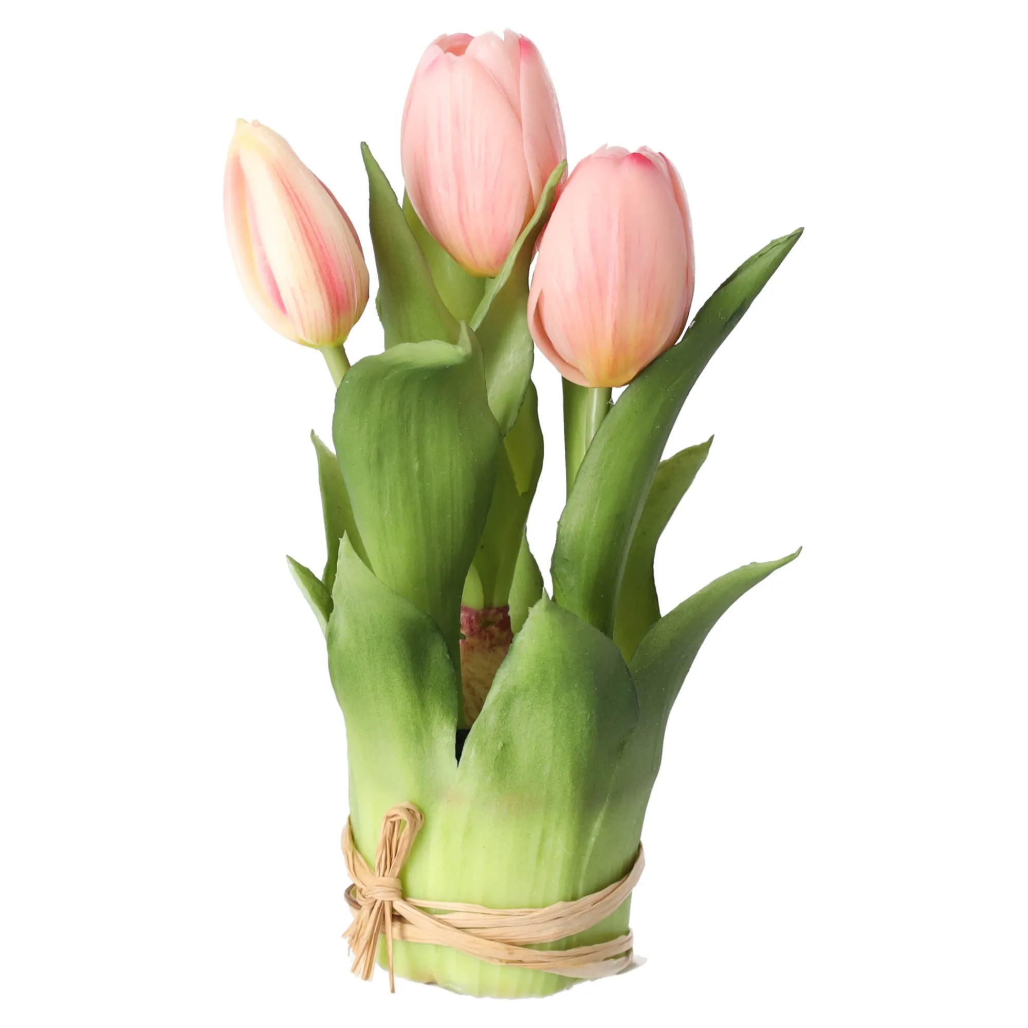 Kunstplanten En Kunstbloemen>Tulp bosje licht roze 20 cm