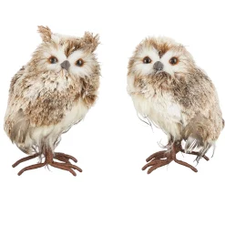 Mica Decorations Kerstdecoratie>Uil deco bruin 17cm