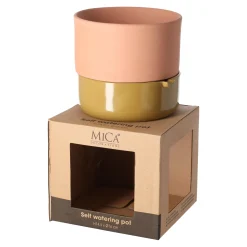 Mica Decorations Woondecoratie>Venna selfwatering planter oker 14 x 16 cm