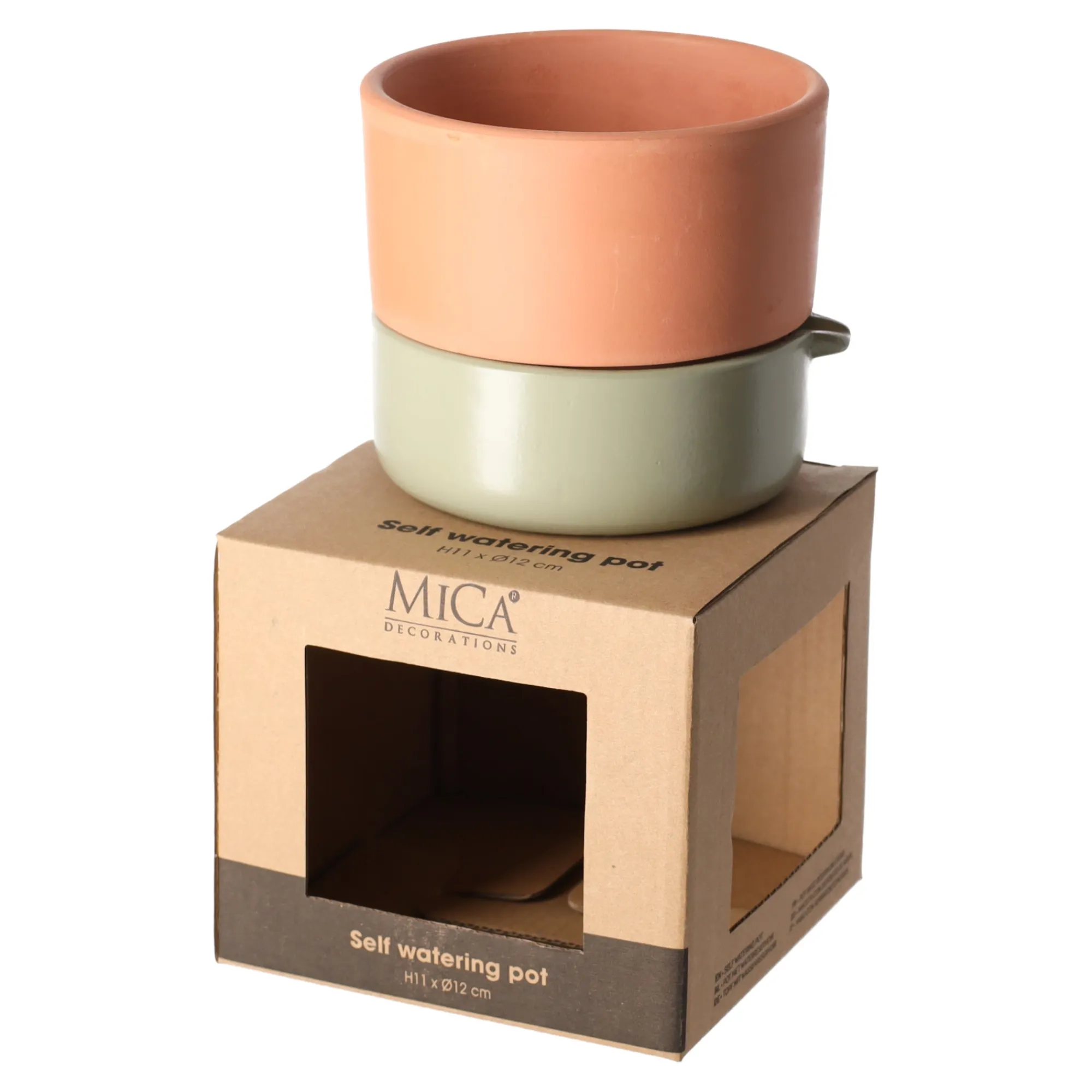 Mica Decorations Woondecoratie>Venna selfwatering planter groen 11 x 12 cm