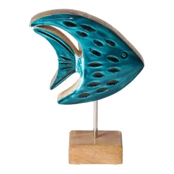 Natural Collections Woondecoratie>Vis op voet 18 cm blauw