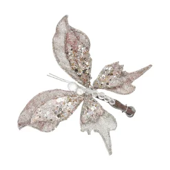 Kerstdecoratie>Vlinder 17cm winter lux champagne