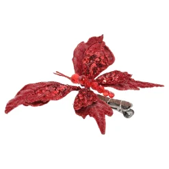 Kerstdecoratie>Vlinder 17cm winter lux rood