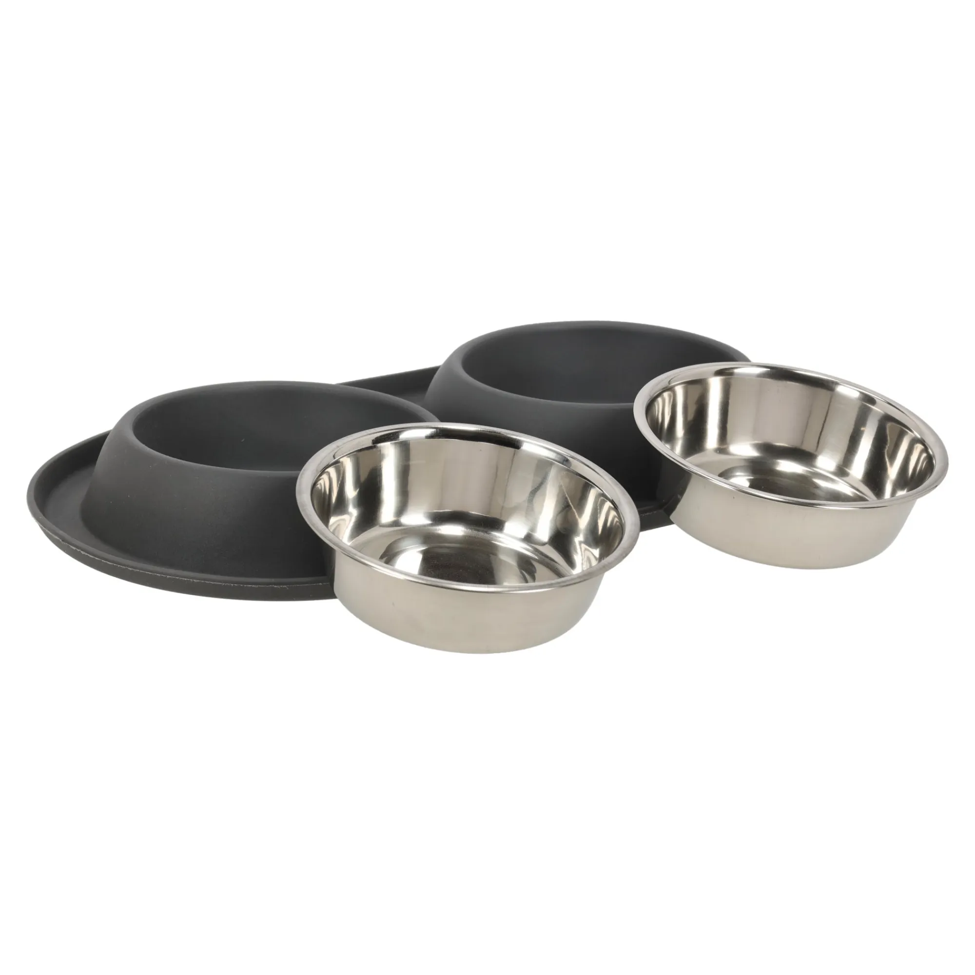 Friendly Pet Drink- En Voerbak Hond>Voerbak duo rond Grafa 2x500ml d.grijs FP