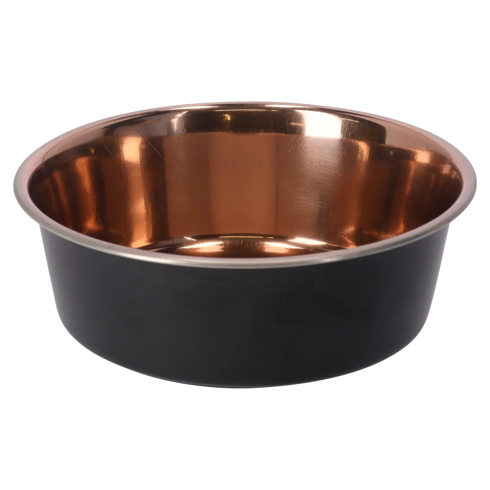 Friendly Pet Drink- En Voerbak Hond>Voerbak Ezra rvs zwart/koper D21cm 1800ml FP