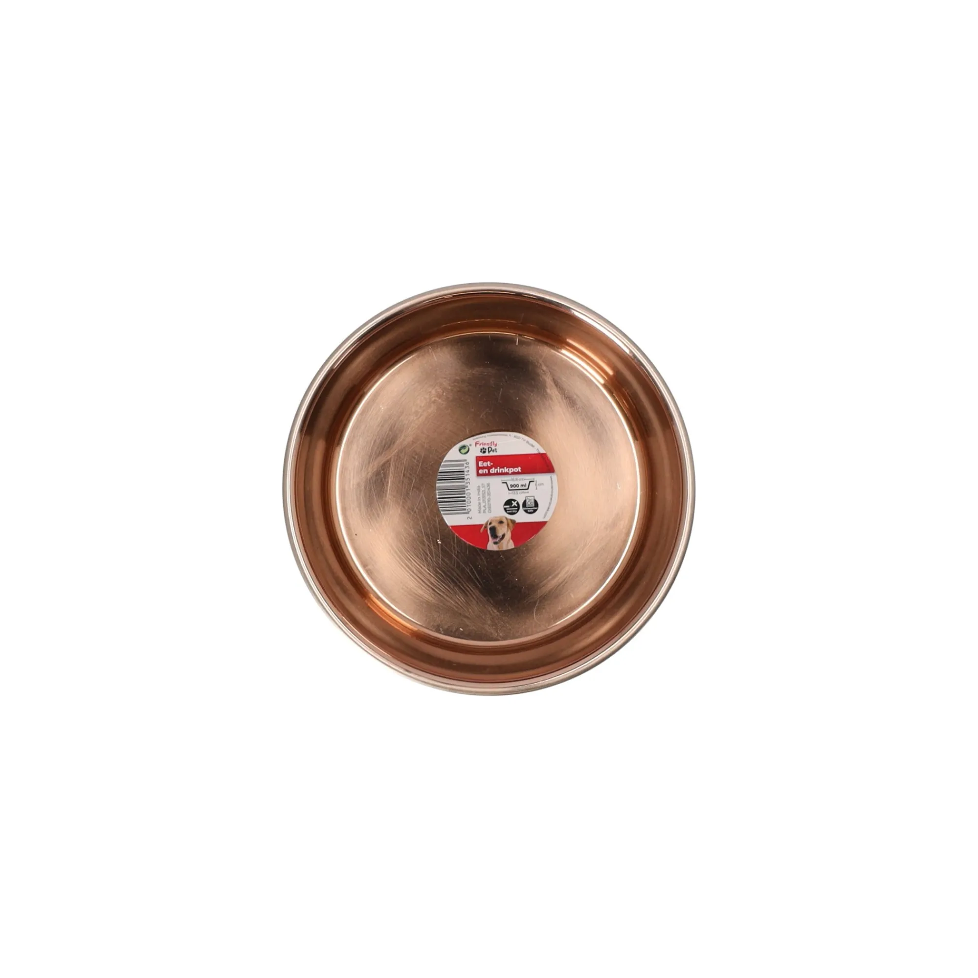 Friendly Pet Drink- En Voerbak Hond>Voerbak Ezra rvs zwart/koper D16,8cm 900ml FP