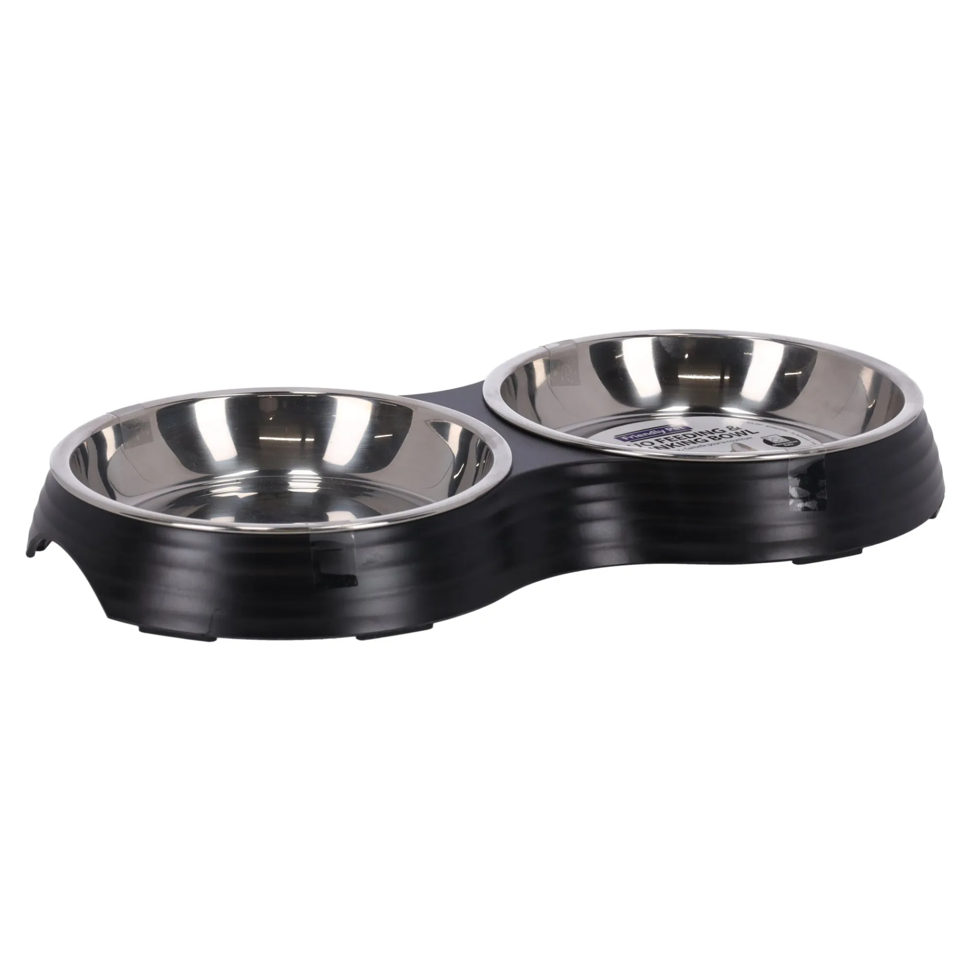 Friendly Pet Voerbak Kat>Voerbak kat duo ribbel zwart 2x160