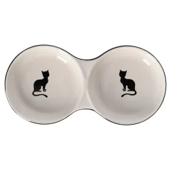 Friendly Pet Voerbak Kat>Voerbak kat Kera dubbel zwart/wit 2x145ml